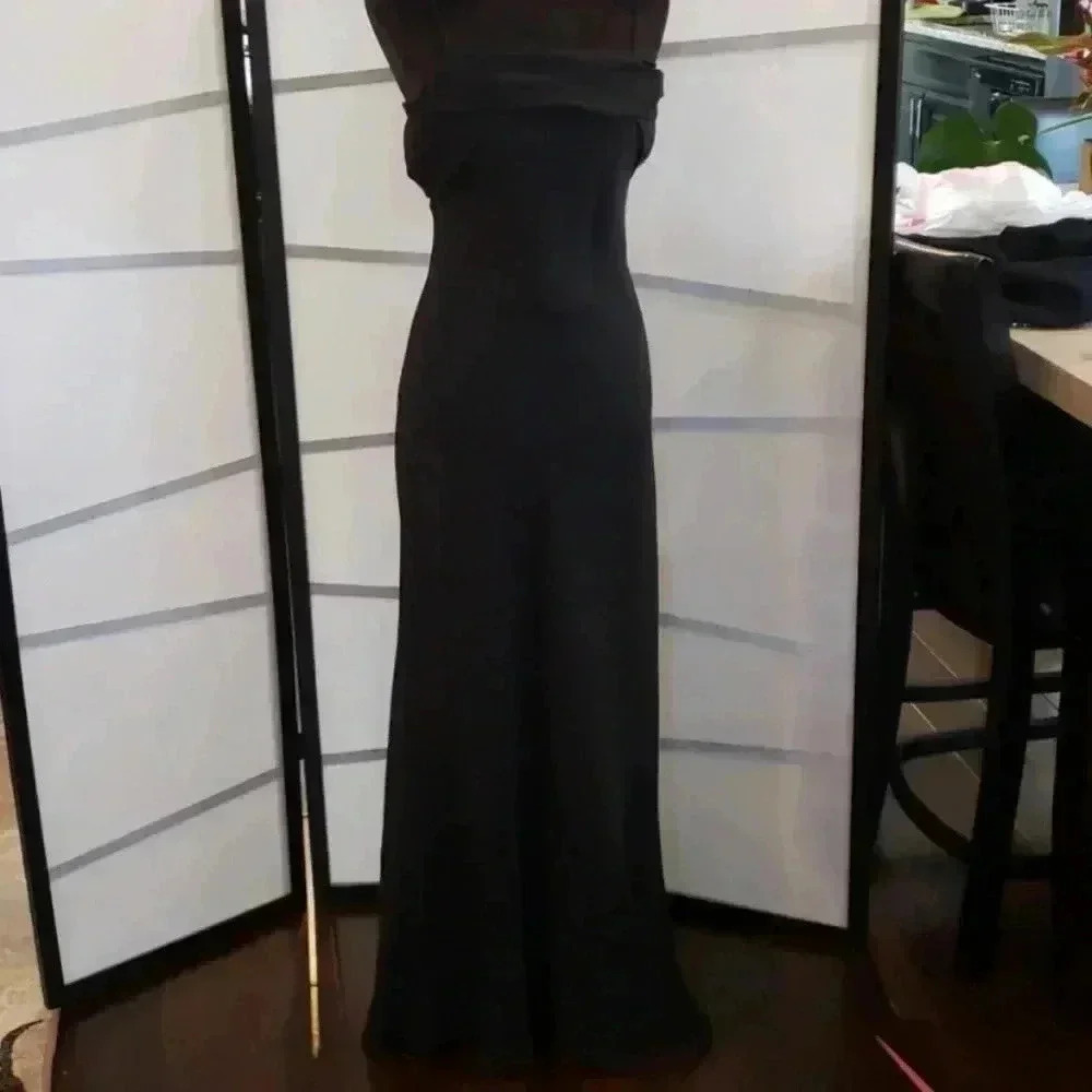 VTG rare Long black evening dress, with lining, straps dark romantic